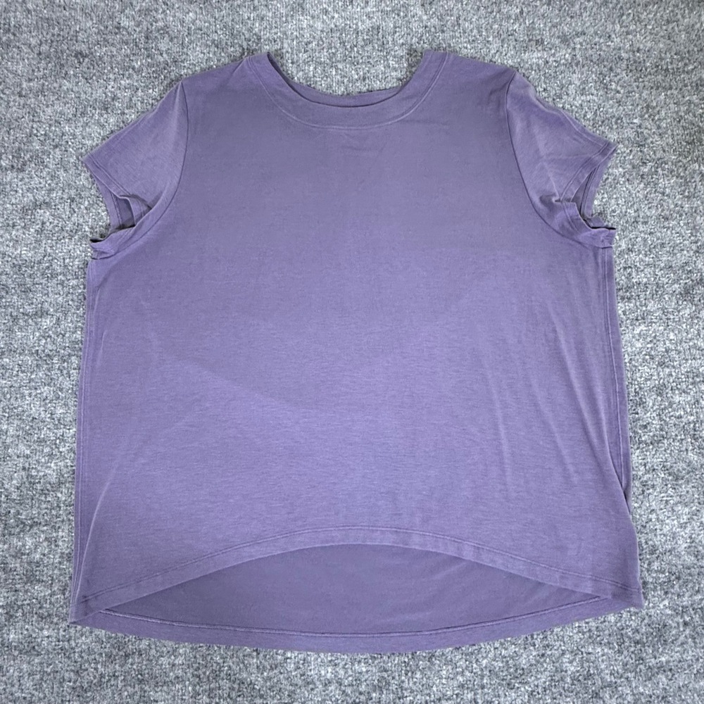 Athleta Womens Purple Short Sleeve High Low Modal Blend Activewear Top Size S